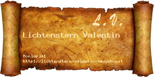 Lichtenstern Valentin névjegykártya